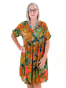 Marmaris Peak V-Neck Short Sleeve Dress by Orientique