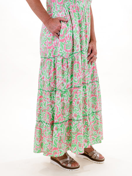 Lucy Midi Lime/Cotton Candy Paisley by La Mer Luxe