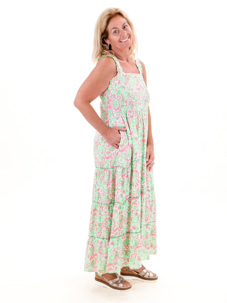 Lucy Midi Lime/Cotton Candy Paisley by La Mer Luxe