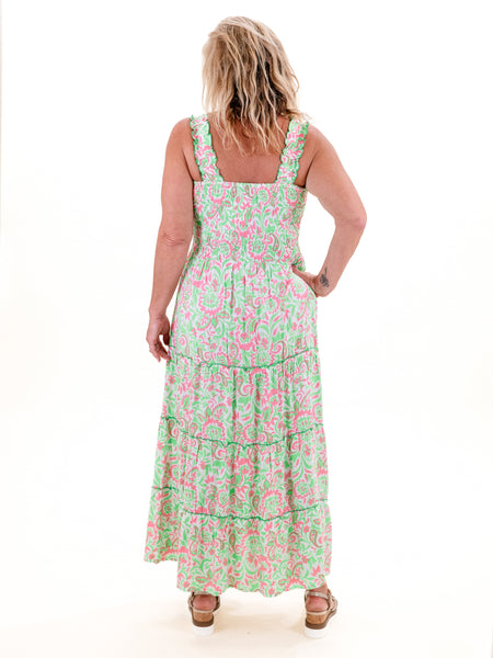 Lucy Midi Lime/Cotton Candy Paisley by La Mer Luxe