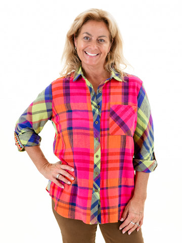 Mixed Plaid Button Up Shirt by Tru Luxe