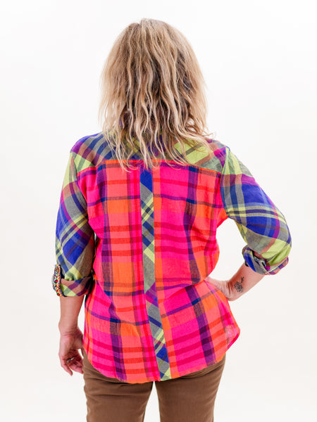 Mixed Plaid Button Up Shirt by Tru Luxe