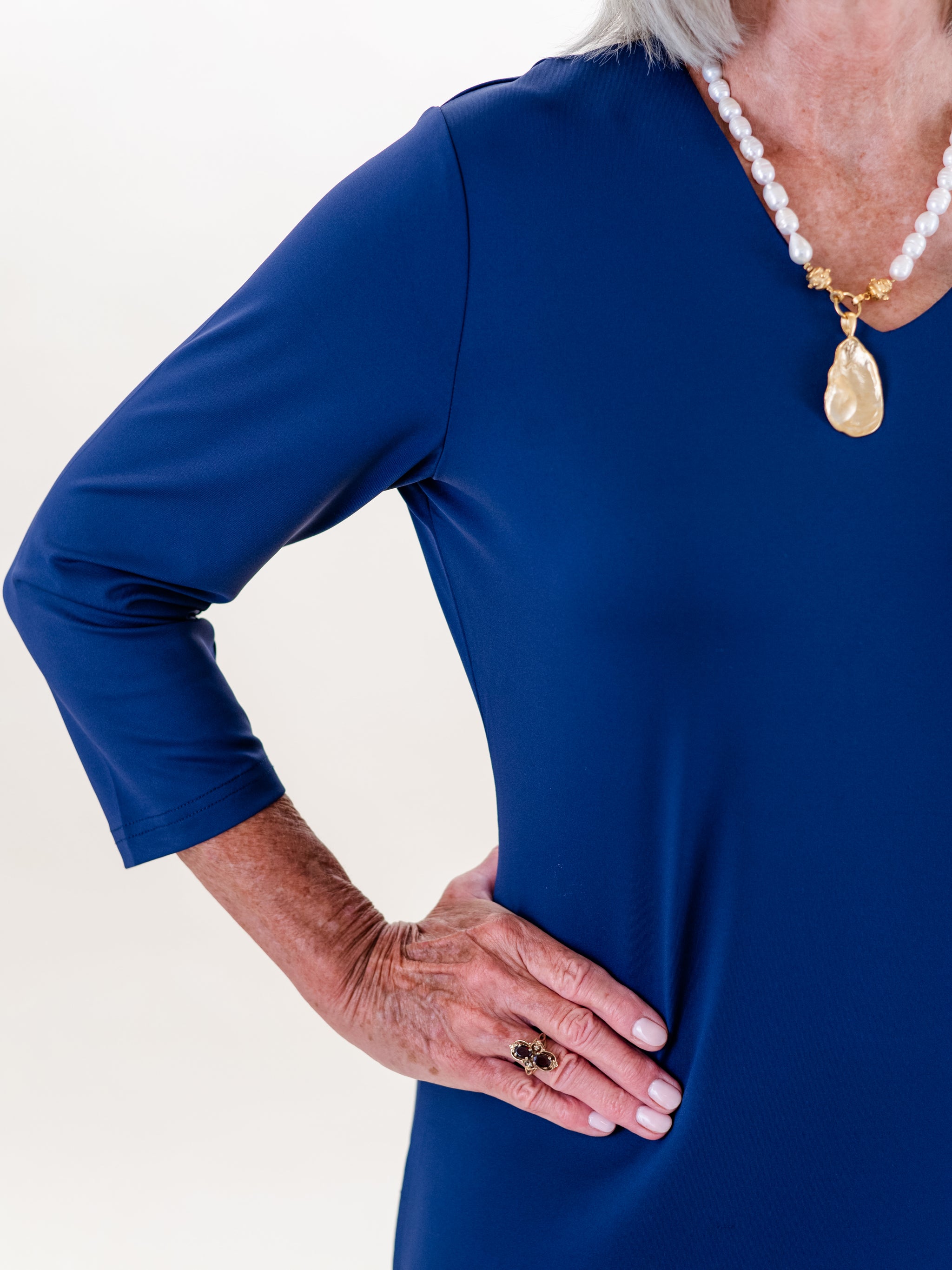 3/4 Sleeve VNeck Maxi Navy by Lulu B – Tassels