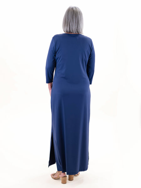 3/4 Sleeve VNeck Maxi Navy by Lulu B