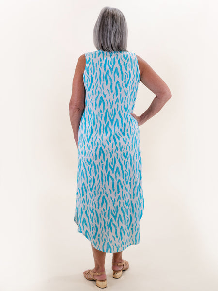 Willa Midi Dress Caribean Blue Tahiti by La Mer Luxe