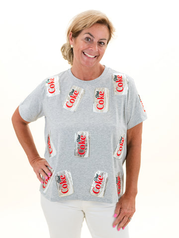 Gray Scattered Diet Coke Can Tee by Queen of Sparkles