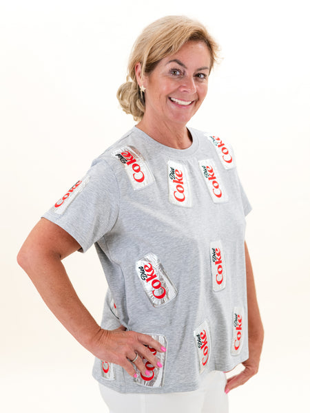 Gray Scattered Diet Coke Can Tee by Queen of Sparkles