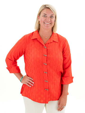 Turn Up Cuff 3/4 Slv HiLo Shirt Paprika by Multiples