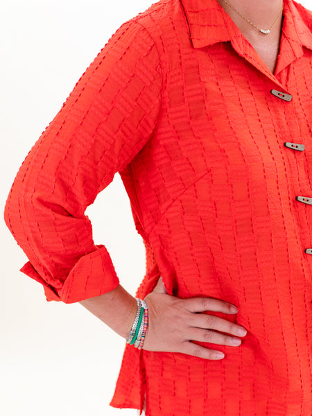 Turn Up Cuff 3/4 Slv HiLo Shirt Paprika by Multiples