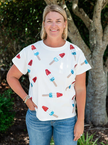 White Scattered Bomb Pop Tee by Queen of Sparkles