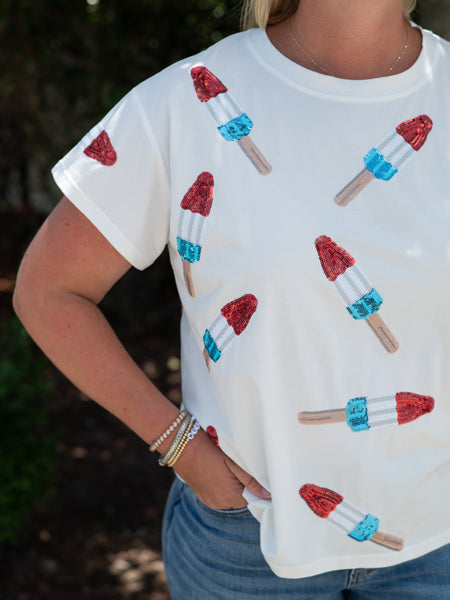 White Scattered Bomb Pop Tee by Queen of Sparkles