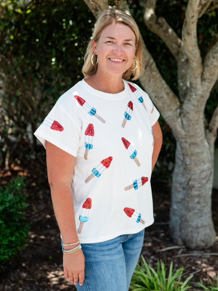 White Scattered Bomb Pop Tee by Queen of Sparkles