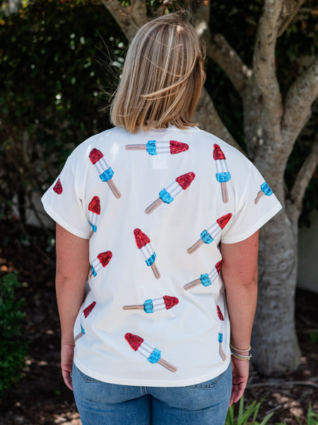 White Scattered Bomb Pop Tee by Queen of Sparkles