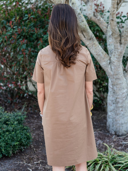 Short Sleeve VNeck Dress Walnut by Renuar