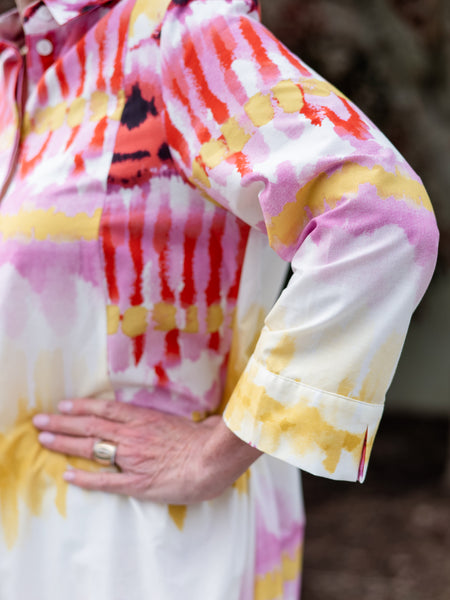 Pink & Yellow Tie Dye A-Line Midi Dress by Noen