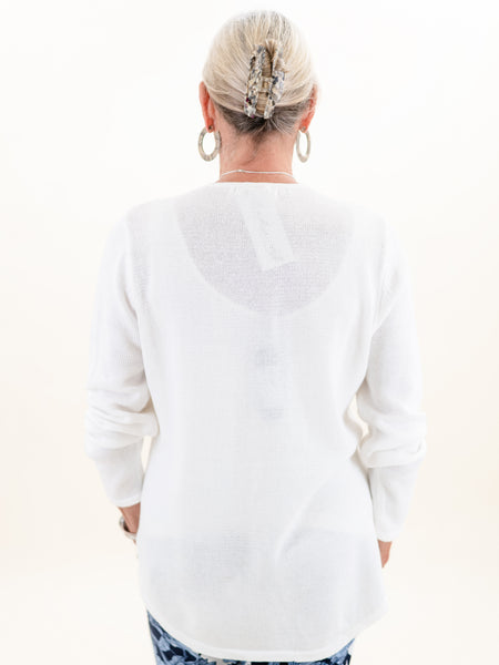 White Salty Knitted Sweater by Lulu B