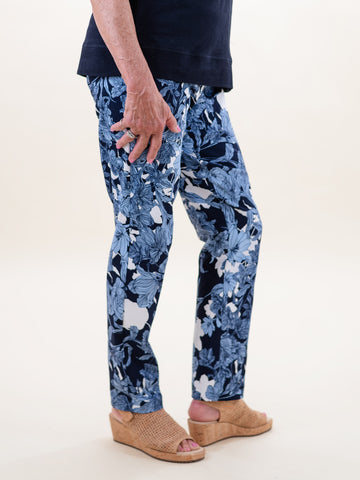 Pull On Ankle Pant New Midnight Print by Renuar