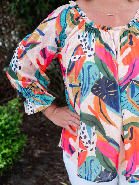 Tropical Floral L/S Top by Coastal Couture