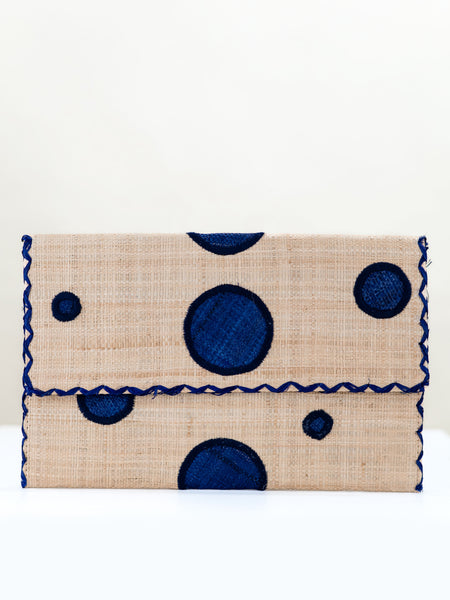 Polka Dot Straw Envelope Clutch Purse