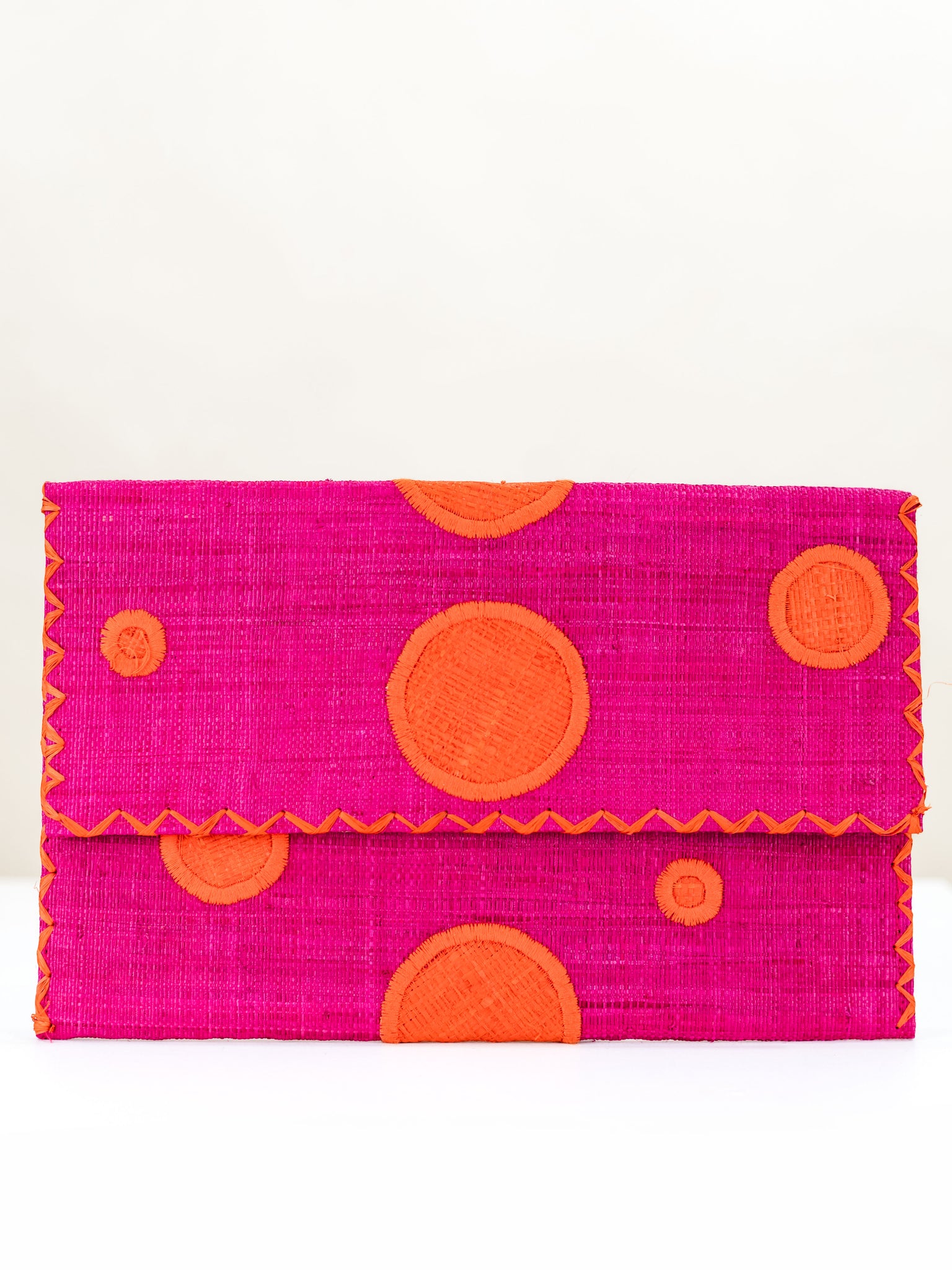 Polka Dot Straw Envelope Clutch Purse