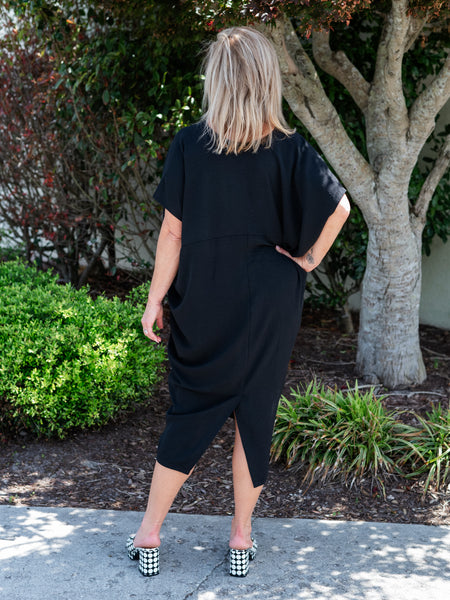 Empire Waist Caftan Pocket Dress Black by Clara Sun Woo