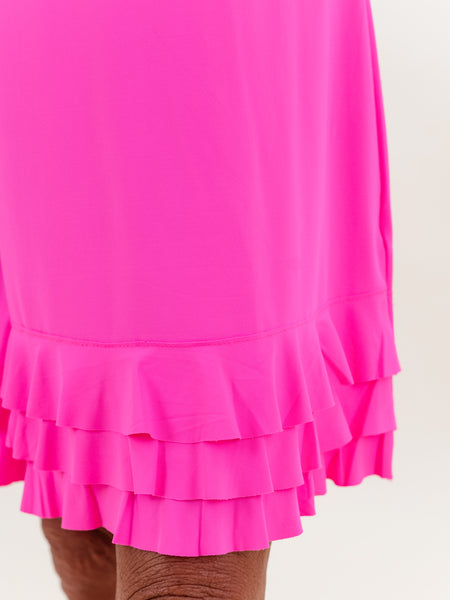 Sleeveless Dress Tiered Hem Hot Pink by Lulu B