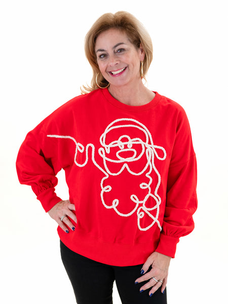 Embroidered Santa Top by Peach Love Ca