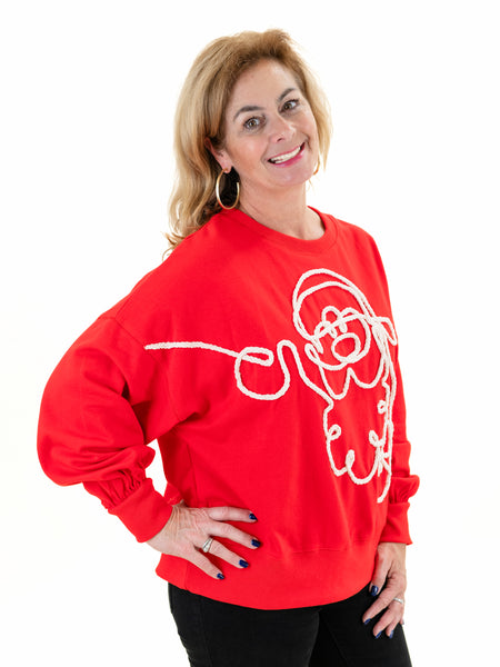 Embroidered Santa Top by Peach Love Ca