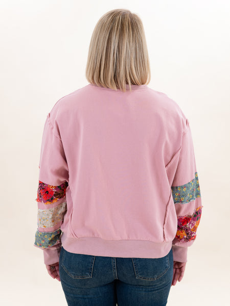 Patch Stripe Sweatshirt by Easel