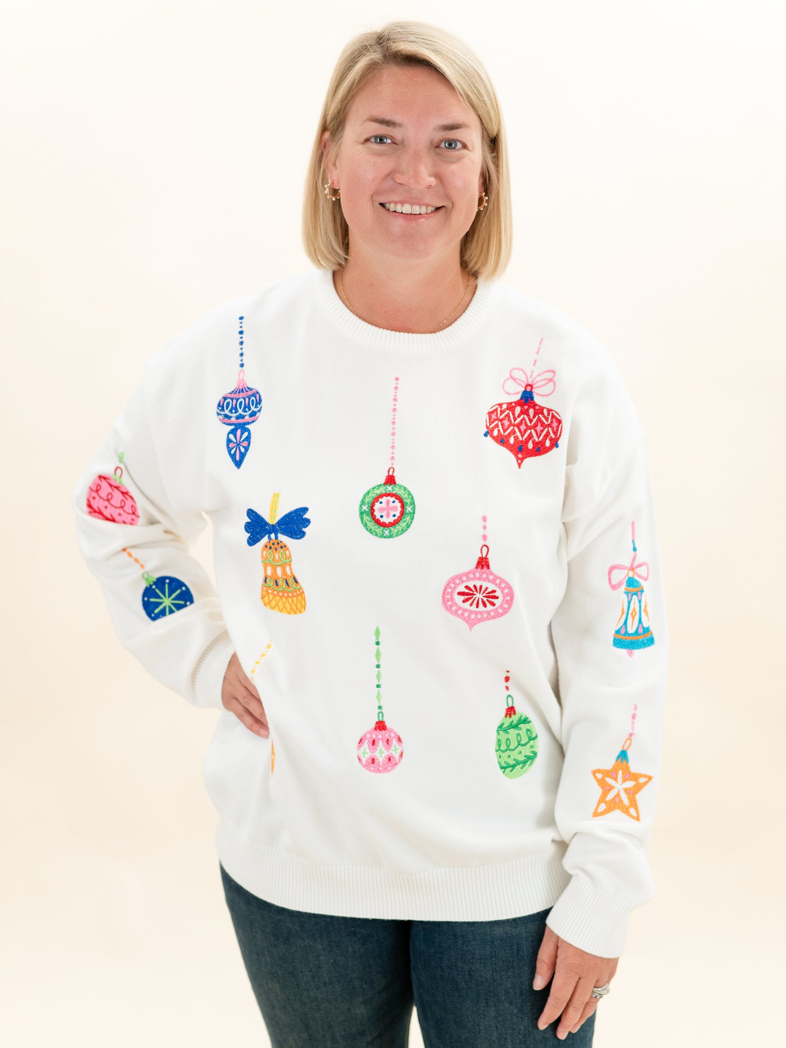 Embroidered Ornament Sweater by Coastal Couture