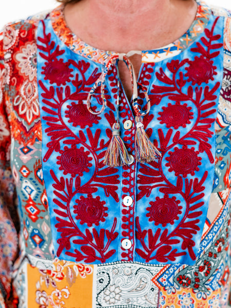 Embroidered Detail Tassel Tie Tunic by John Mark