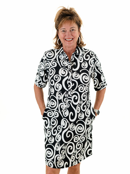 Short Sleeve Swirl Dress by Lulu B