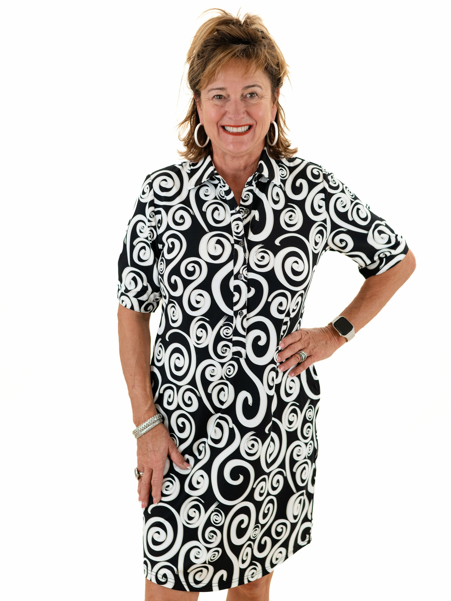 Short Sleeve Swirl Dress by Lulu B