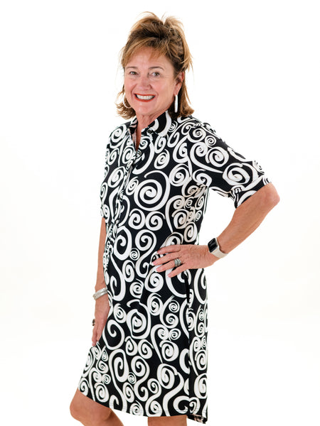 Short Sleeve Swirl Dress by Lulu B