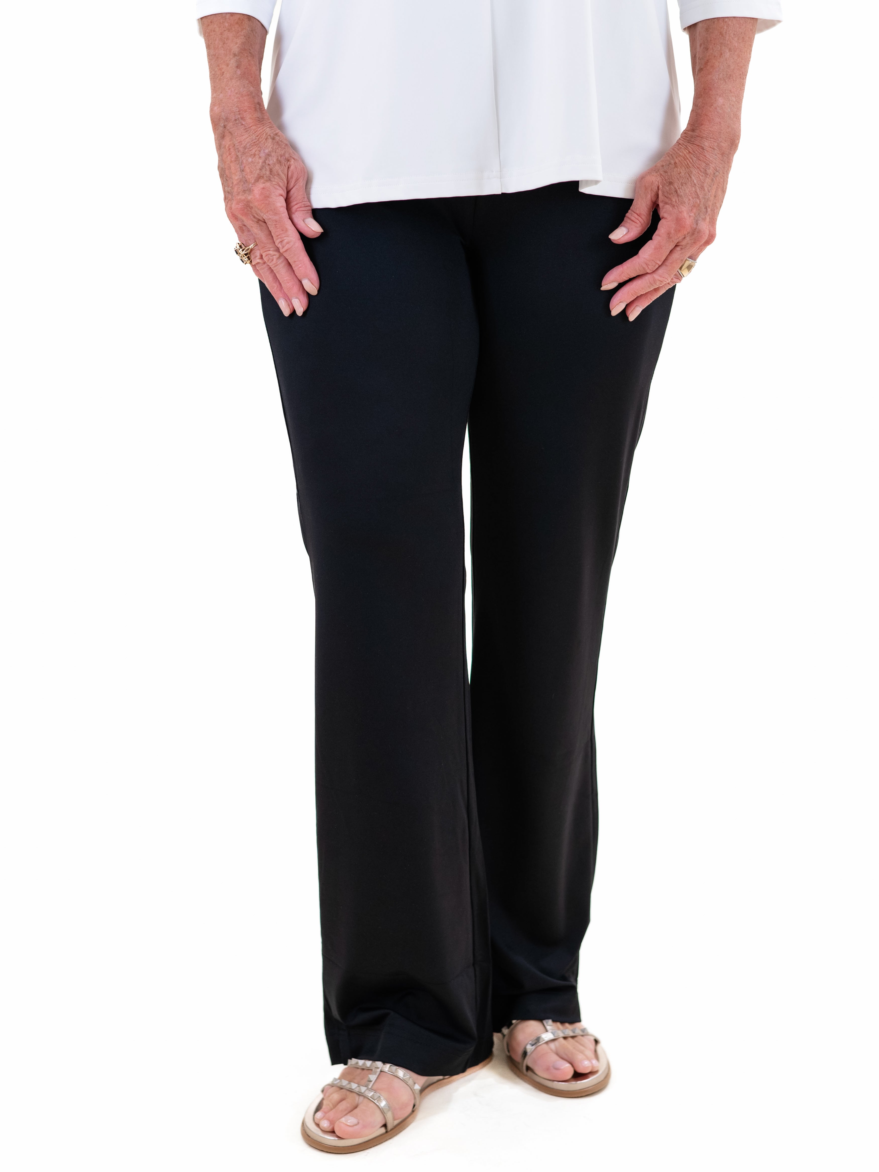 【YOURNUS】Rivet Black Long Wide Pants Black Satin Pants - High-Rise Satin Pants - Satin Two-Piece