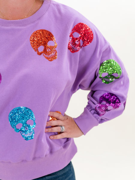 Multi Color Skulls Sweatshirt by Peach Love California