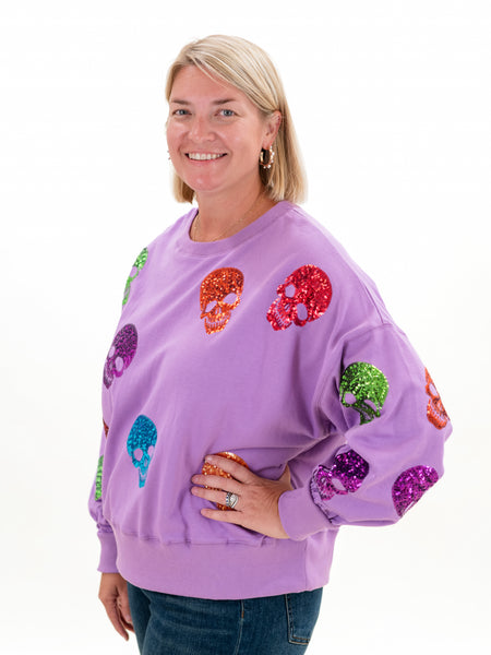 Multi Color Skulls Sweatshirt by Peach Love California