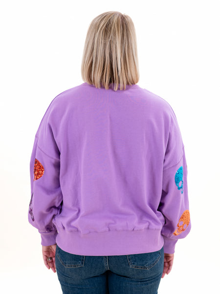 Multi Color Skulls Sweatshirt by Peach Love California