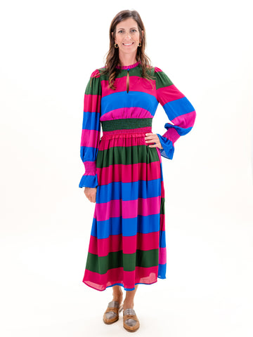 Saige Striped Ria Smocked Maxi Dress by Sugar Lips