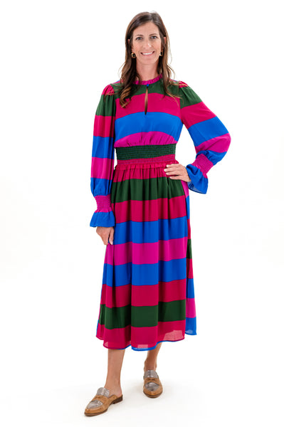 Saige Striped Ria Smocked Maxi Dress by Sugar Lips