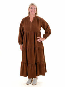 Solid Cord Layered Maxi Dress Tan by Orientique