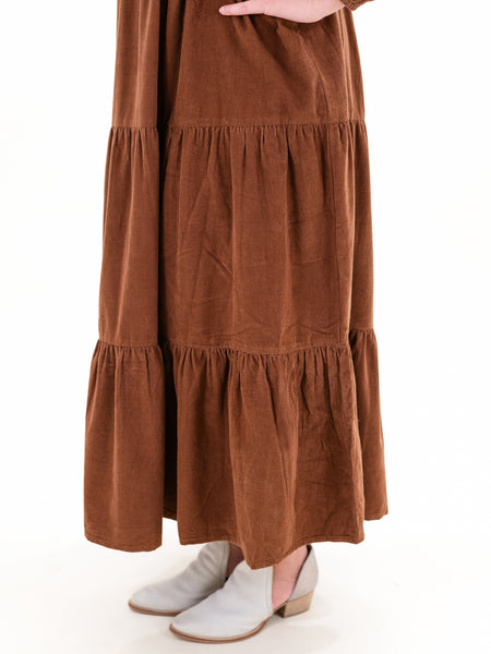 Solid Cord Layered Maxi Dress Tan by Orientique