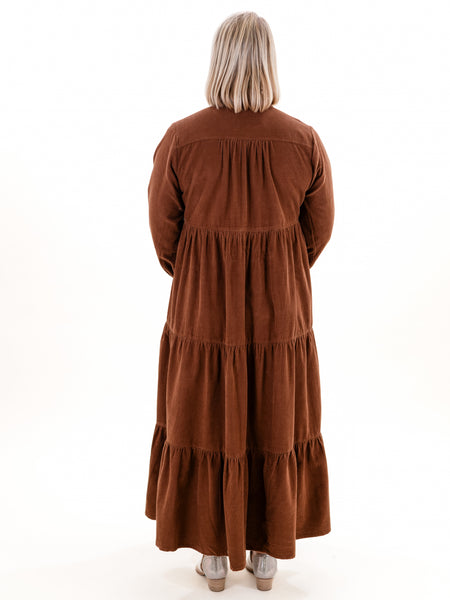 Solid Cord Layered Maxi Dress Tan by Orientique