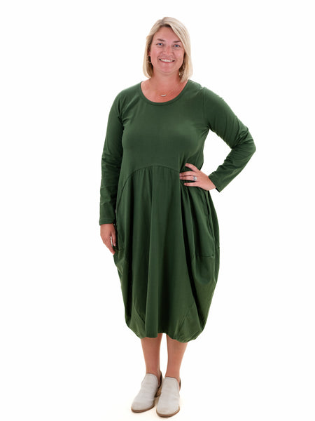 Knit Bubble Dress Olive by Orientique