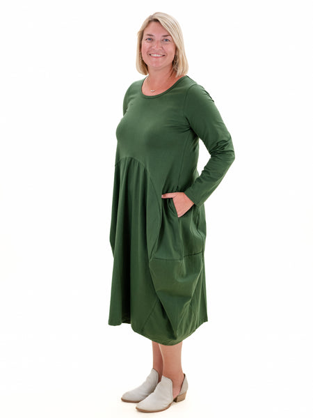 Knit Bubble Dress Olive by Orientique