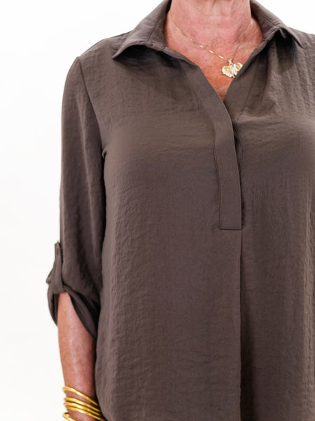 Air Flow Tunic w/ Collar Chocolate by Renuar