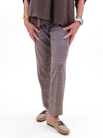 Woven Plaid Pant Chocolate by Renuar