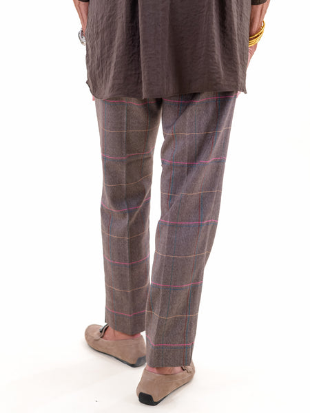 Woven Plaid Pant Chocolate by Renuar