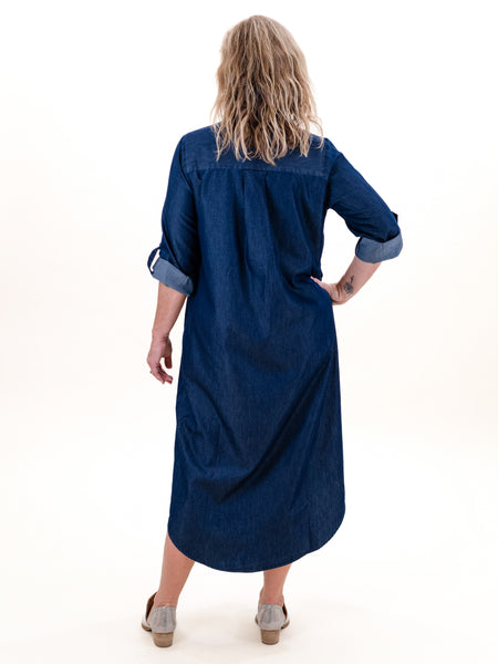 Roll Up Sleeve Denim Maxi by Boho Chic