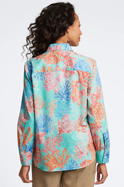 Meghan L/S Sea Coral Shirt by Foxcroft